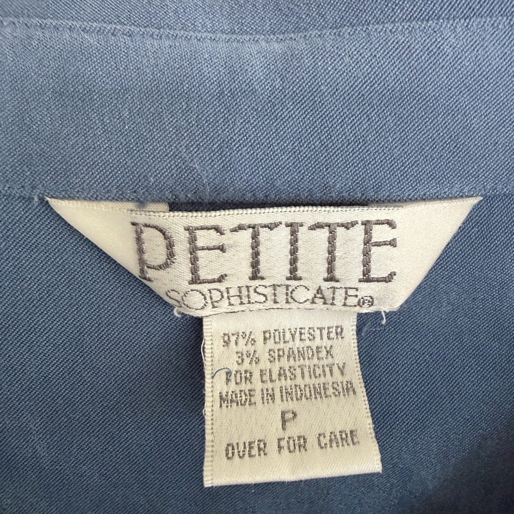 Petite Sophisticate Dusty Blue Button Front Top - Picture 4 of 4